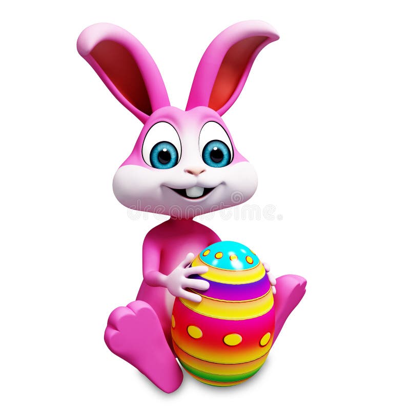 Happy Easter Bunny with Color Egg Stock Illustration - Illustration of  friendly, bunny: 38356624