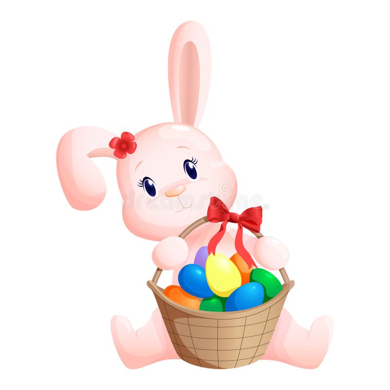 Easter Bunny with Basket of Eggs Stock Vector Illustration of animal
