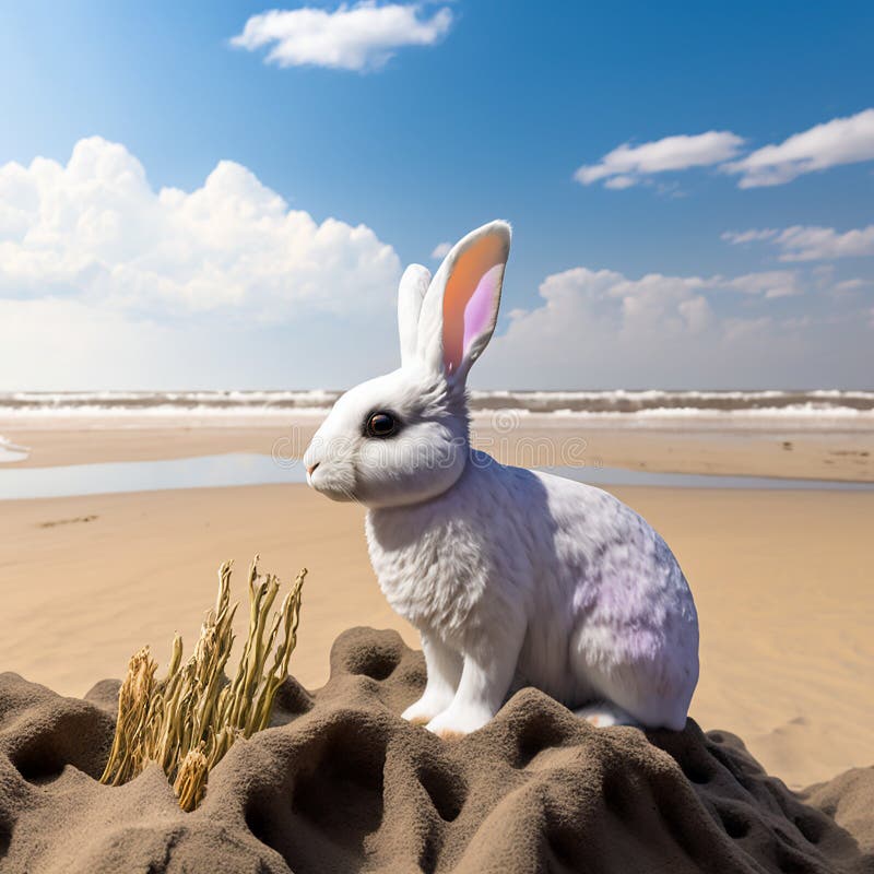 Easter Bunny on the Beach, a Bunny S Guide To Seeing the World Stock