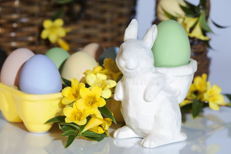 Easter Bunny Colorful Eggs stock image