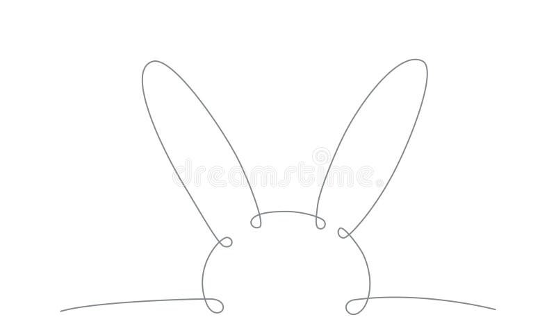 Easter Bunny Continues Line Hand Draw Element. Vector Stock