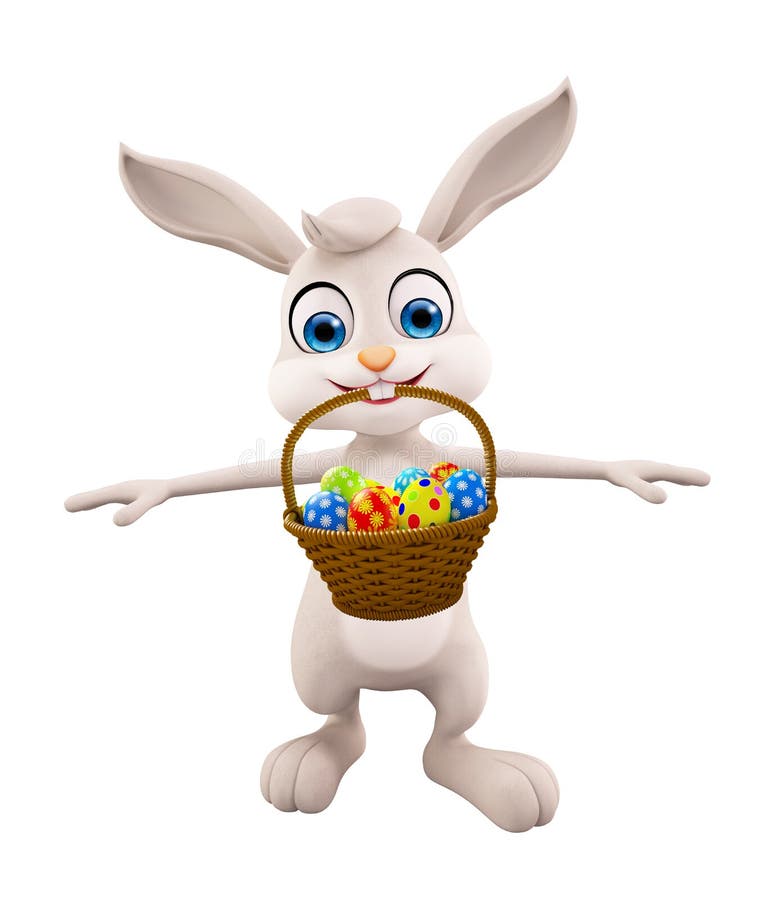 Download Easter Bunny With Eggs Basket Stock Illustration ...