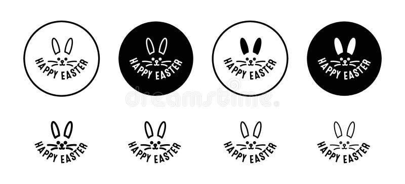 Happy Easter Bunny Ear Icon. Cute Funny Rabbit Ear Symbol Stock Vector ...