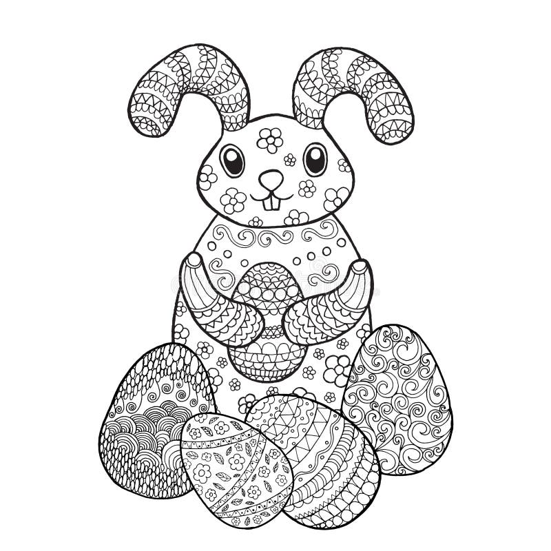 easter bunny rabbit coloring page stock vector