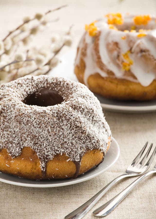 Easter cake with desiccated coconut royalty free stock image