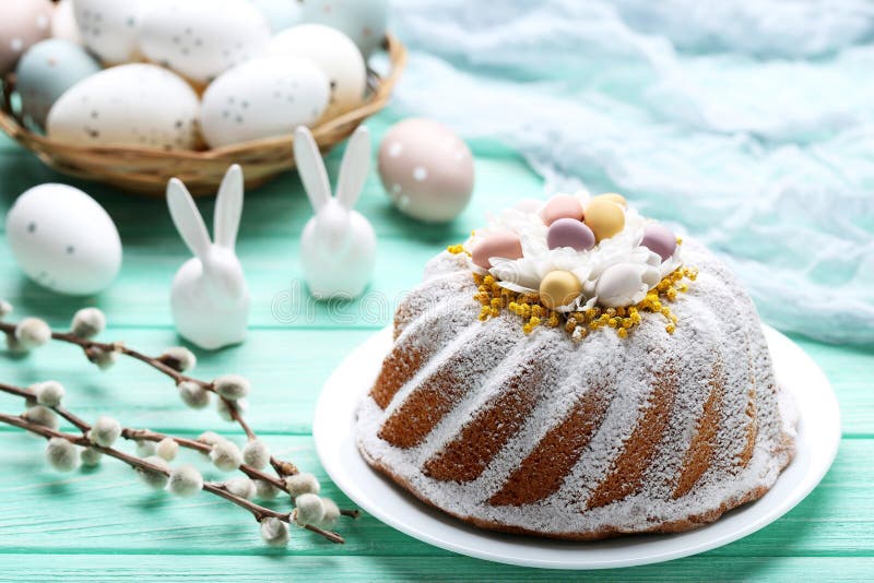 Easter cake with eggs and rabbits stock image Easter cake with eggs and rabbits stock image