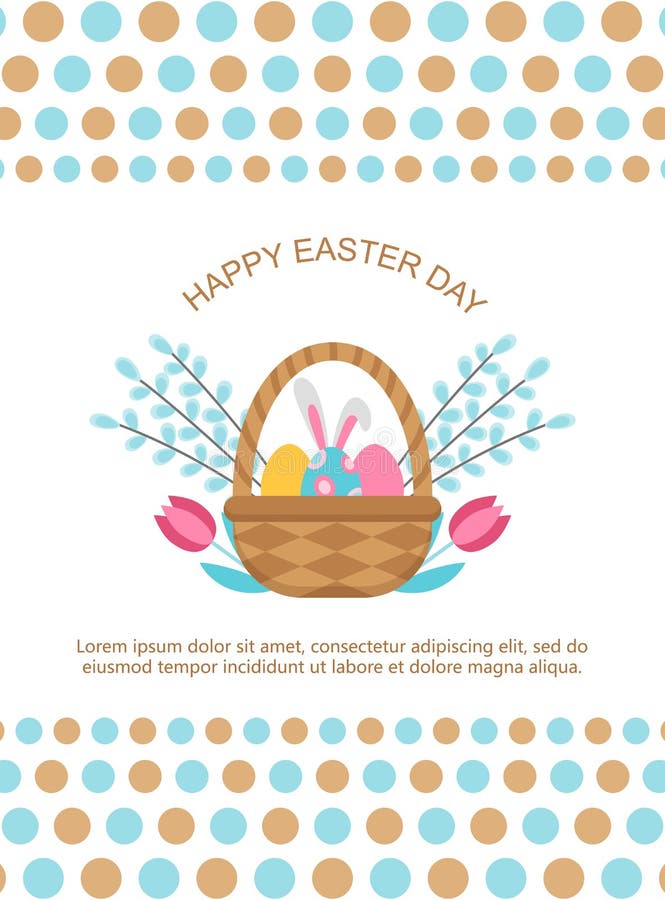Easter card template with basket and eggs. stock illustration Easter card template with basket and eggs. stock illustration