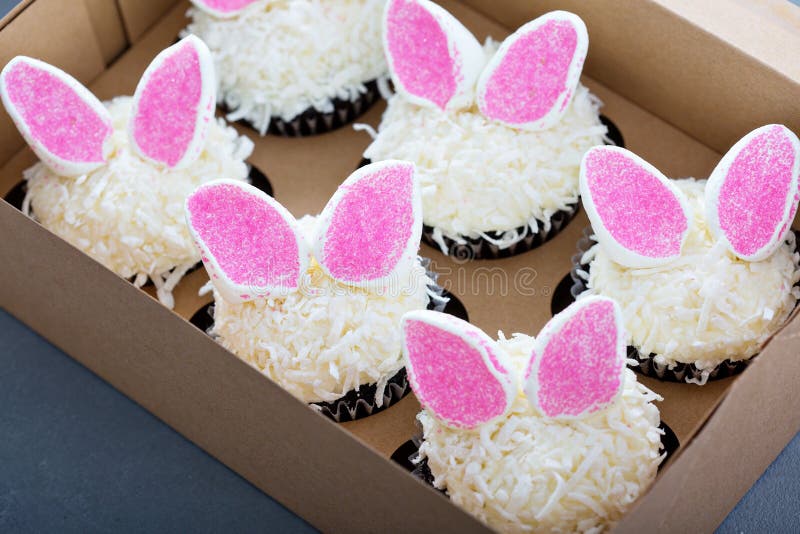 Easter Chocolate Cupcakes with Bunny Ears Stock Photo Image of green