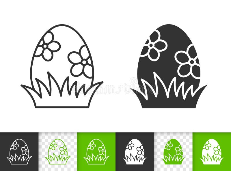 Easter chocolate egg in grass line vector icon