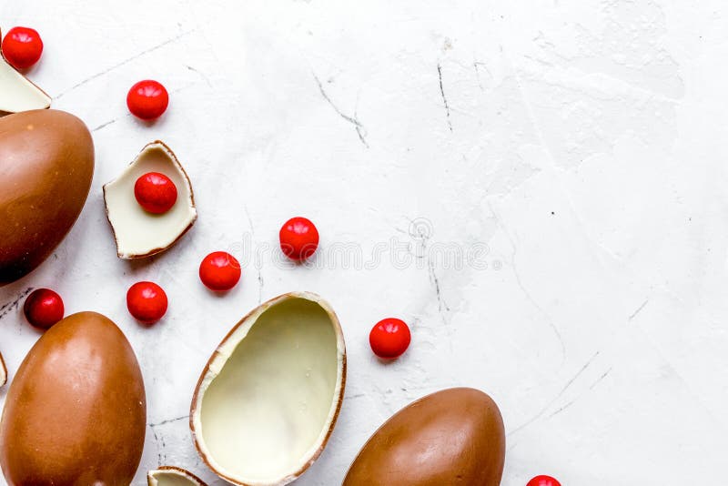 Download Easter Chocolate Eggs Top View On Stone Background Mock Up Stock Photo - Image of festive, brown ...