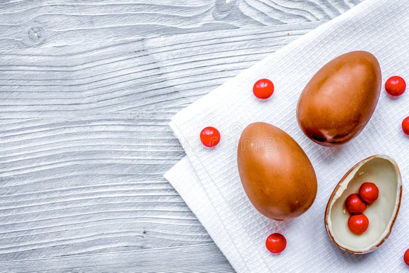 Download Easter Chocolate Eggs Top View On Wooden Background Mock Up Stock Image - Image of chocolate ...