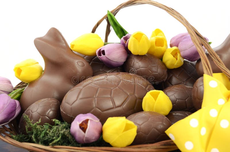 Easter chocolate hamper of eggs and bunny rabbits