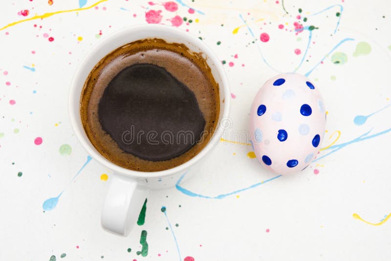Easter Coffee with Cupcake stock image. Image of easter 12923283