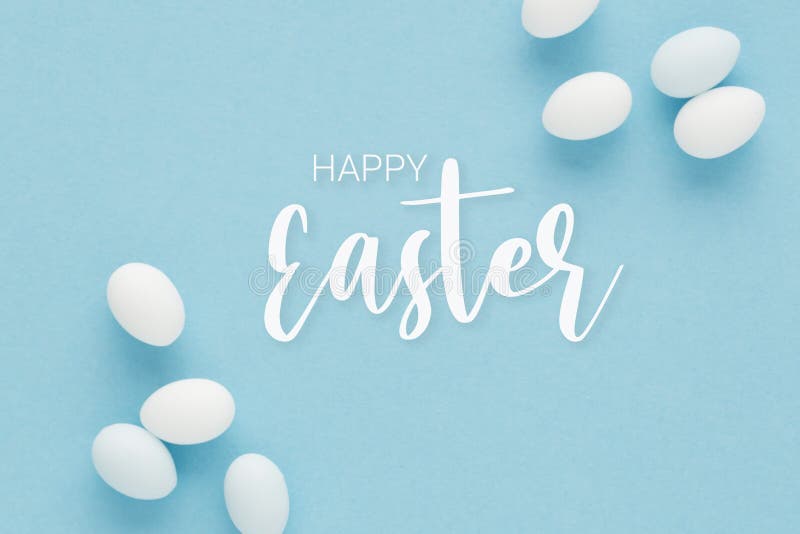 Easter Composition Made with White Eggs and a Happy Easter Lettering on ...