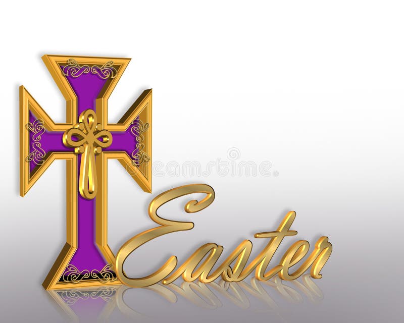 Illustration composition of 3 Dimensional cross for Easter or religious card, invitation or background with gold text and copy space. Illustration composition of 3 Dimensional cross for Easter or religious card, invitation or background with gold text and copy space