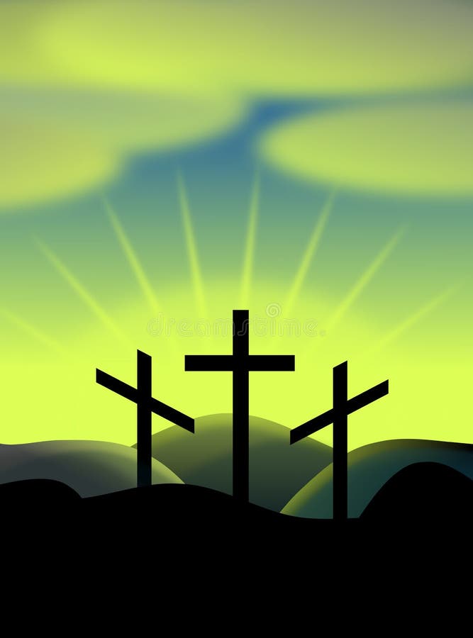 Easter Crosses, Crucifixion of Jesus Christ, Calvary, Golgotha. Stock