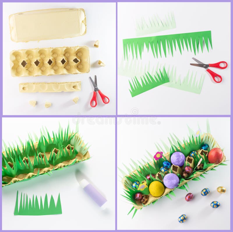 Easter Decorated Egg Holder Paper Craft, DIY Instructions, Recycling ...