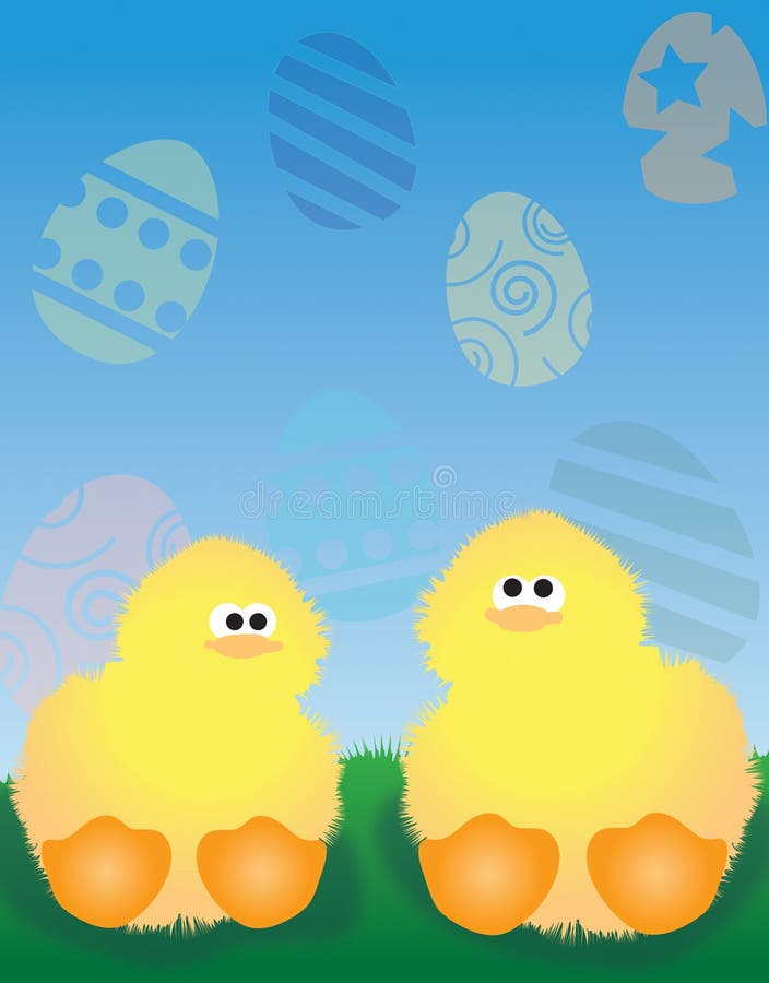Easter egg and ducklings. stock illustration. Illustration of nature