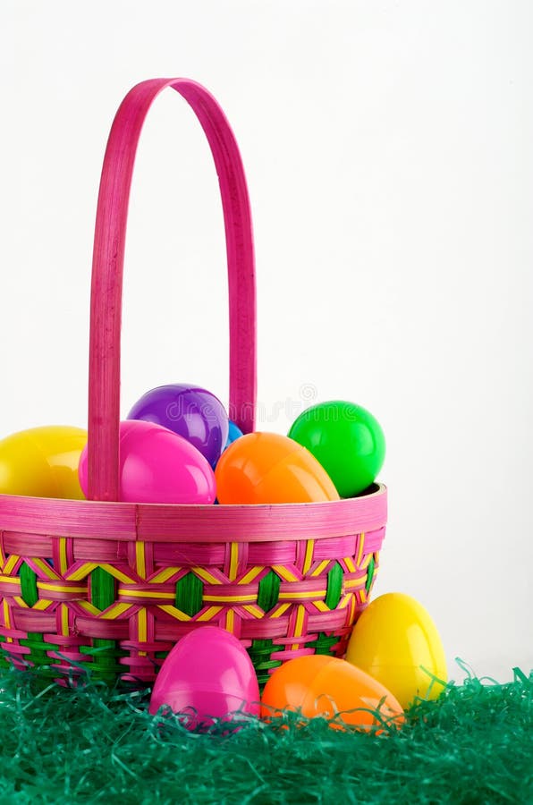 Easter egg basket with eggs