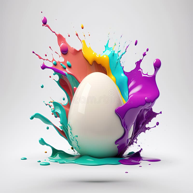 Easter Egg Colorful Explosion. Generative Ai. Easter Egg Paint Splash