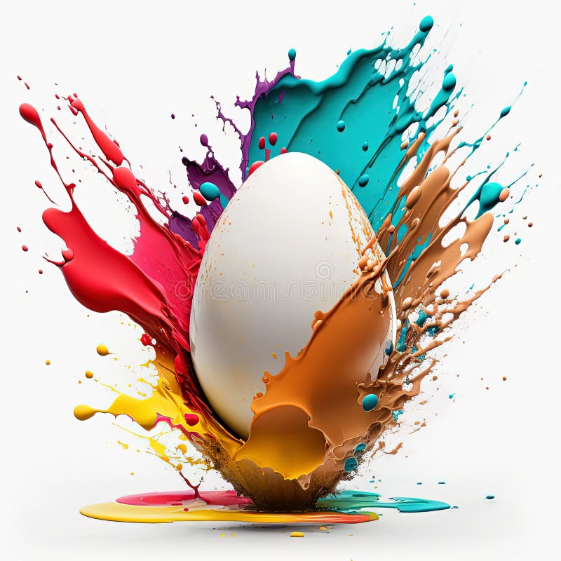 Easter Egg Colorful Explosion. Generative Ai. Easter Egg Paint Splash