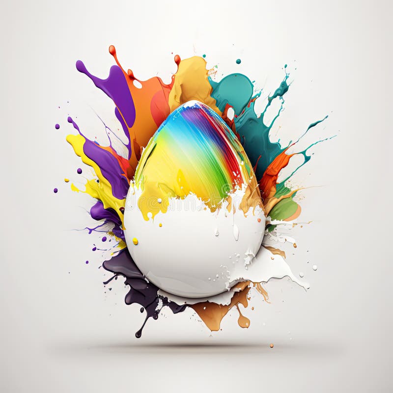 Easter Egg Colorful Explosion. Generative Ai. Easter Egg Paint Splash