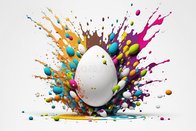 Easter Egg Colorful Explosion. Generative Ai. Easter Egg Paint Splash