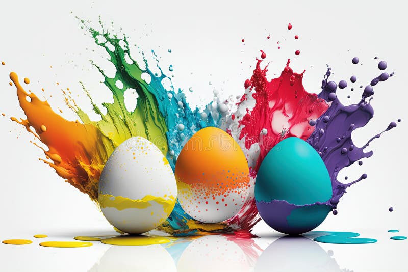 Easter Egg Colorful Explosion. Generative Ai. Easter Egg Paint Splash