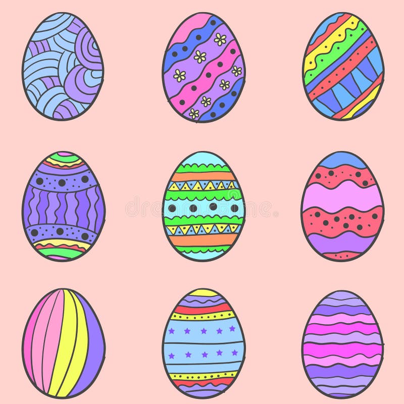 Set of easter egg doodles stock vector. Illustration of holiday 86630738