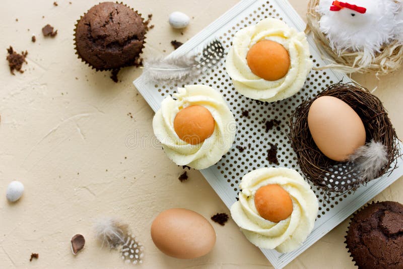 Easter egg cupcakes royalty free stock photography