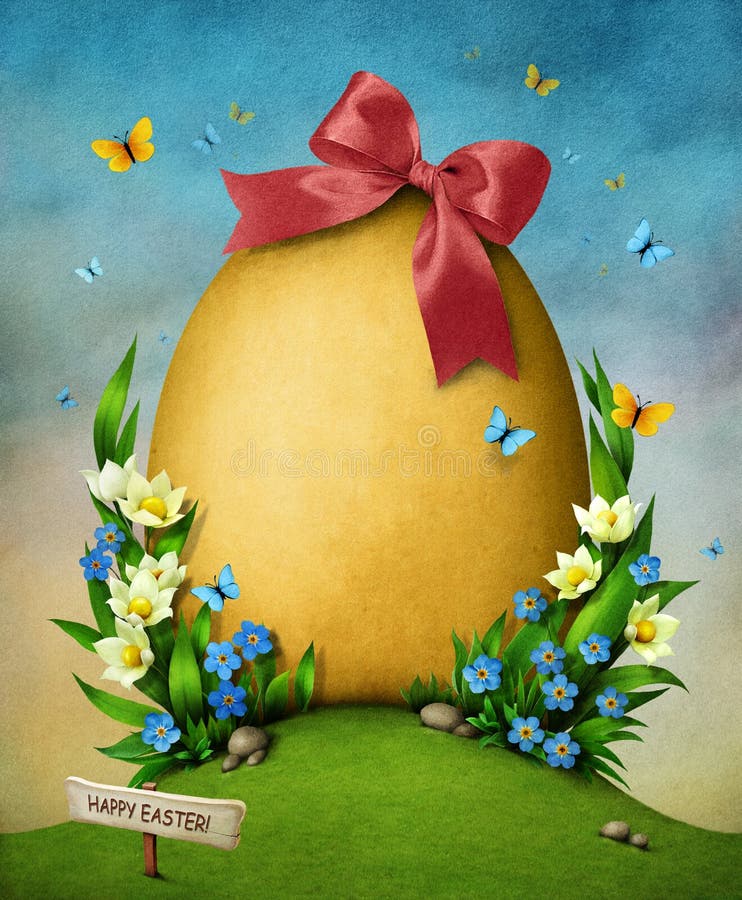 Easter egg and flowers