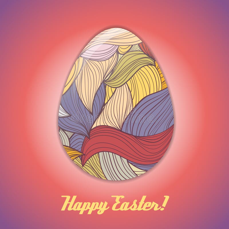 Easter Egg Greeting Card with Abstract Hand Drawn Ornament. Stock