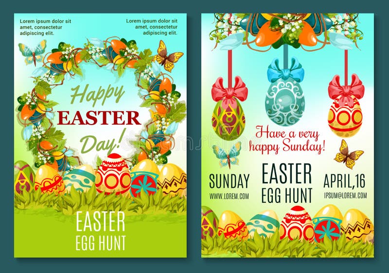 Easter Egg Hunt celebration poster template set