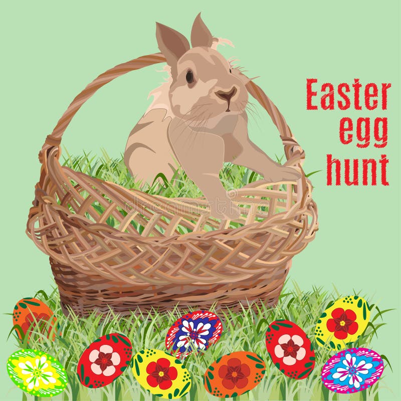Easter egg hunt poster banner template, vector illustration