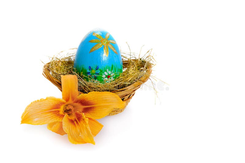 Easter Eggs and Calla Lilies Stock Photo Image of group, blue 7801804