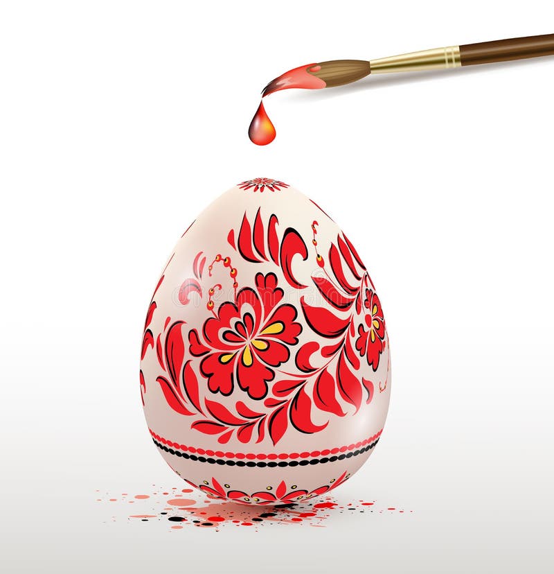 Easter egg with red floral ornament