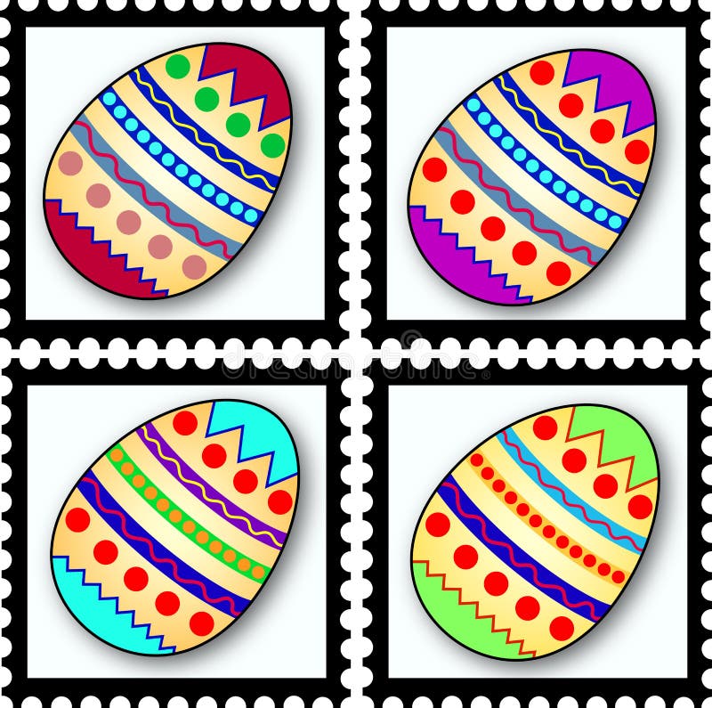 Easter egg stamps stock vector. Illustration of decorated - 4475390