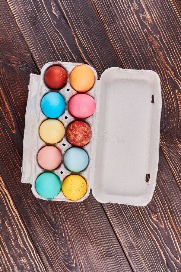 Easter Egg Tray, Brown Wood. Stock Photo Image of holiday, background