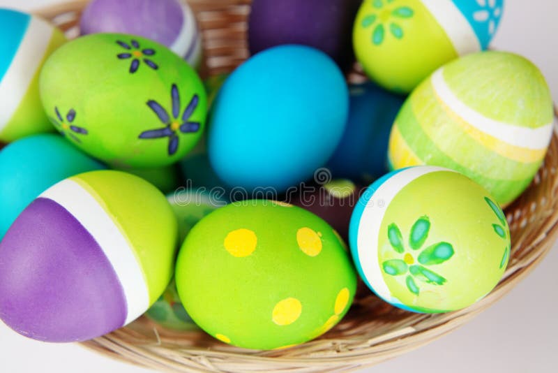 Easter Eggs and Calla Lilies Stock Photo Image of group, blue 7801804