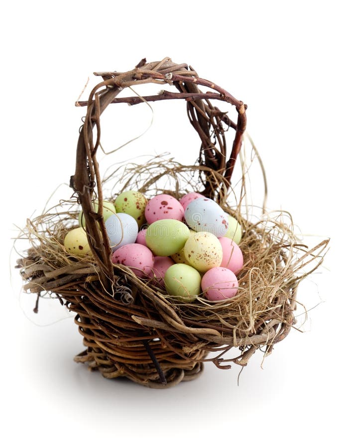 Chocolate easter eggs on white isolated background