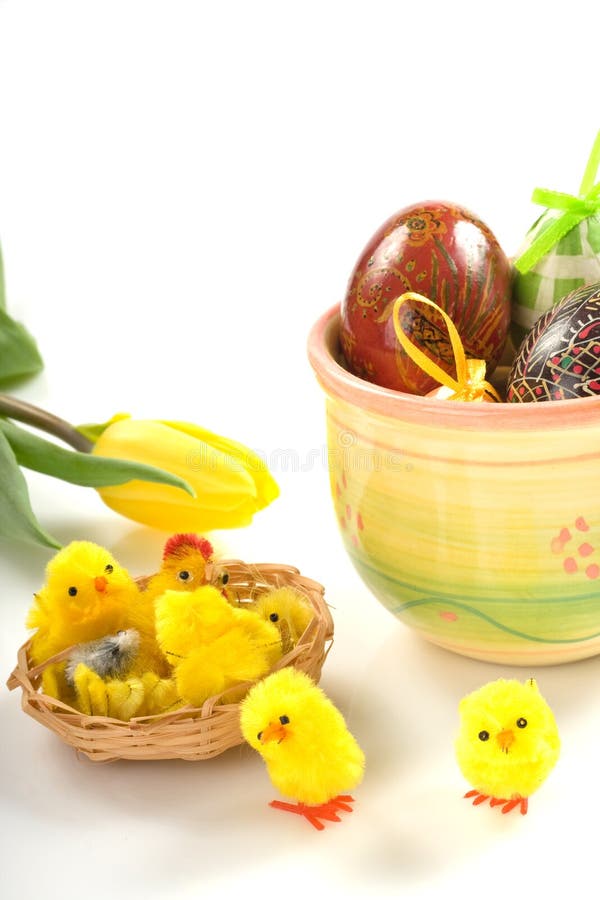 Easter eggs on white background