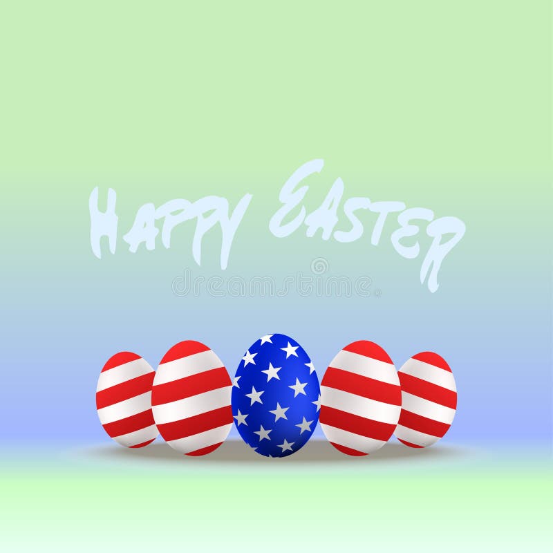 Easter Eggs with the American Flag. Vector Illustration Stock