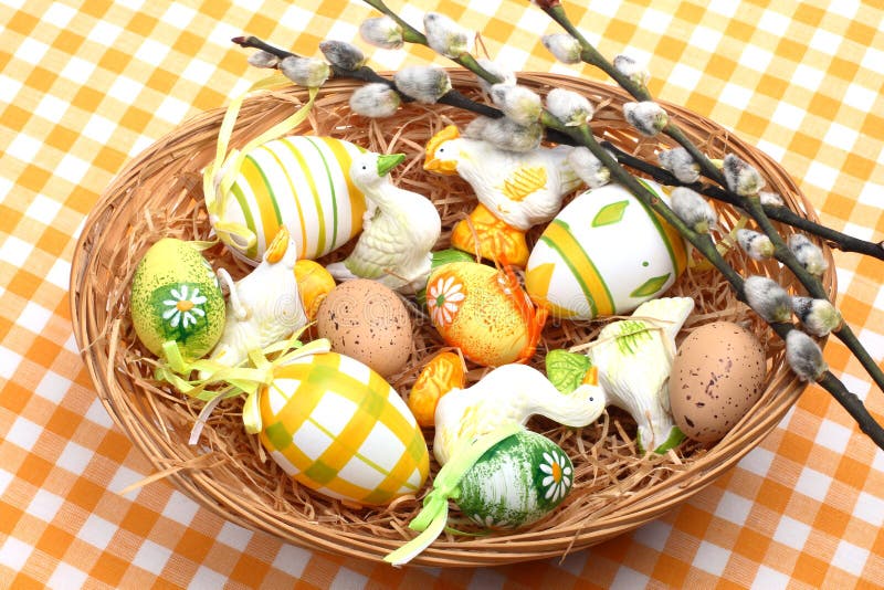 Easter eggs in a basket