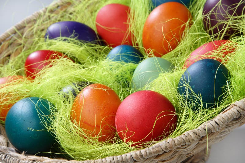 Easter eggs in basket