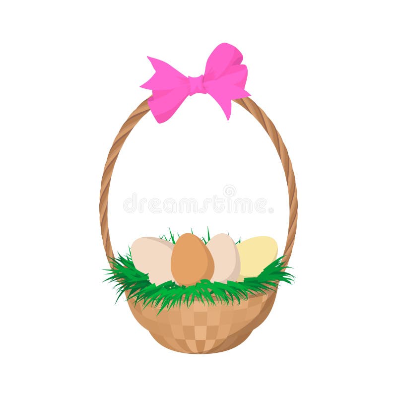 Easter Eggs in the Basket Cartoon Icon Stock Vector Illustration of