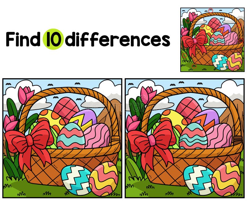 Easter Eggs Basket Find the Differences Stock Illustration ...