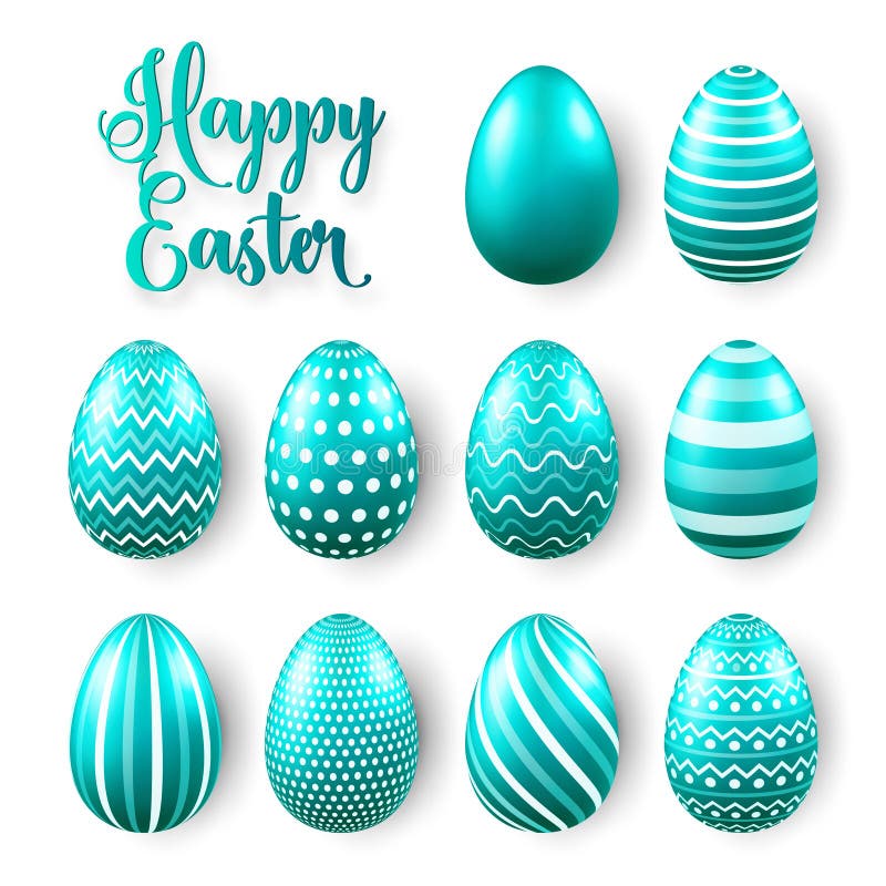 Easter eggs colored set. Spring holidays in April. Gift. Seasonal celebration. Egg hunt Sunday. stock illustration