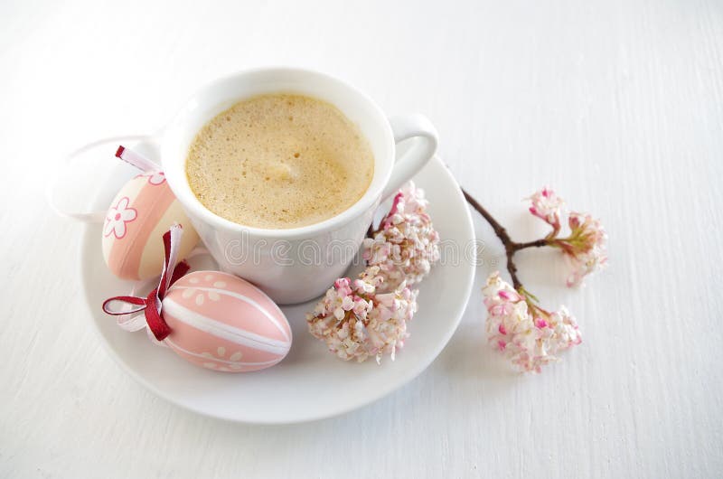 Easter Eggs with Cup of Coffee Stock Image Image of bloom, coloured 66618059