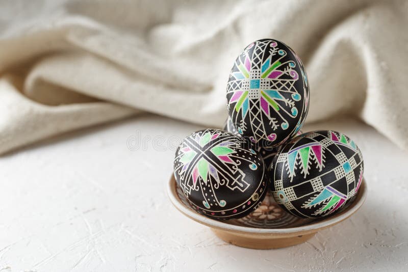 Easter Eggs Decorated with Wax Resist Technique Stock Photo Image of
