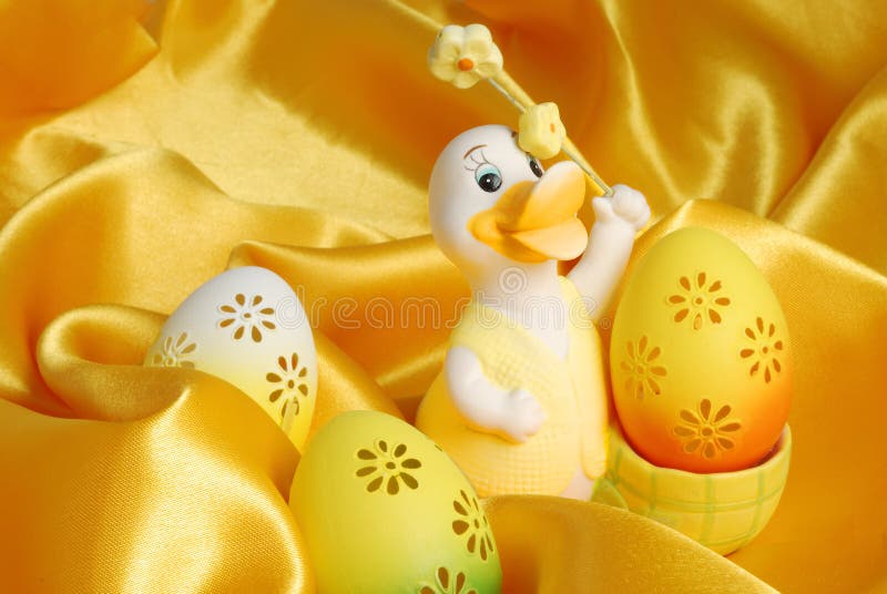 Easter eggs and duck